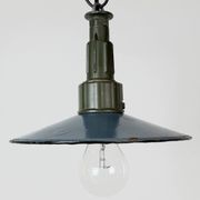 Industrial Blue Enamel Military Pendant Lamp with Cast Aluminium Top, 1960s