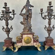 Napoleon III fireplace garniture in marble & regulus signed Auguste Moreau.