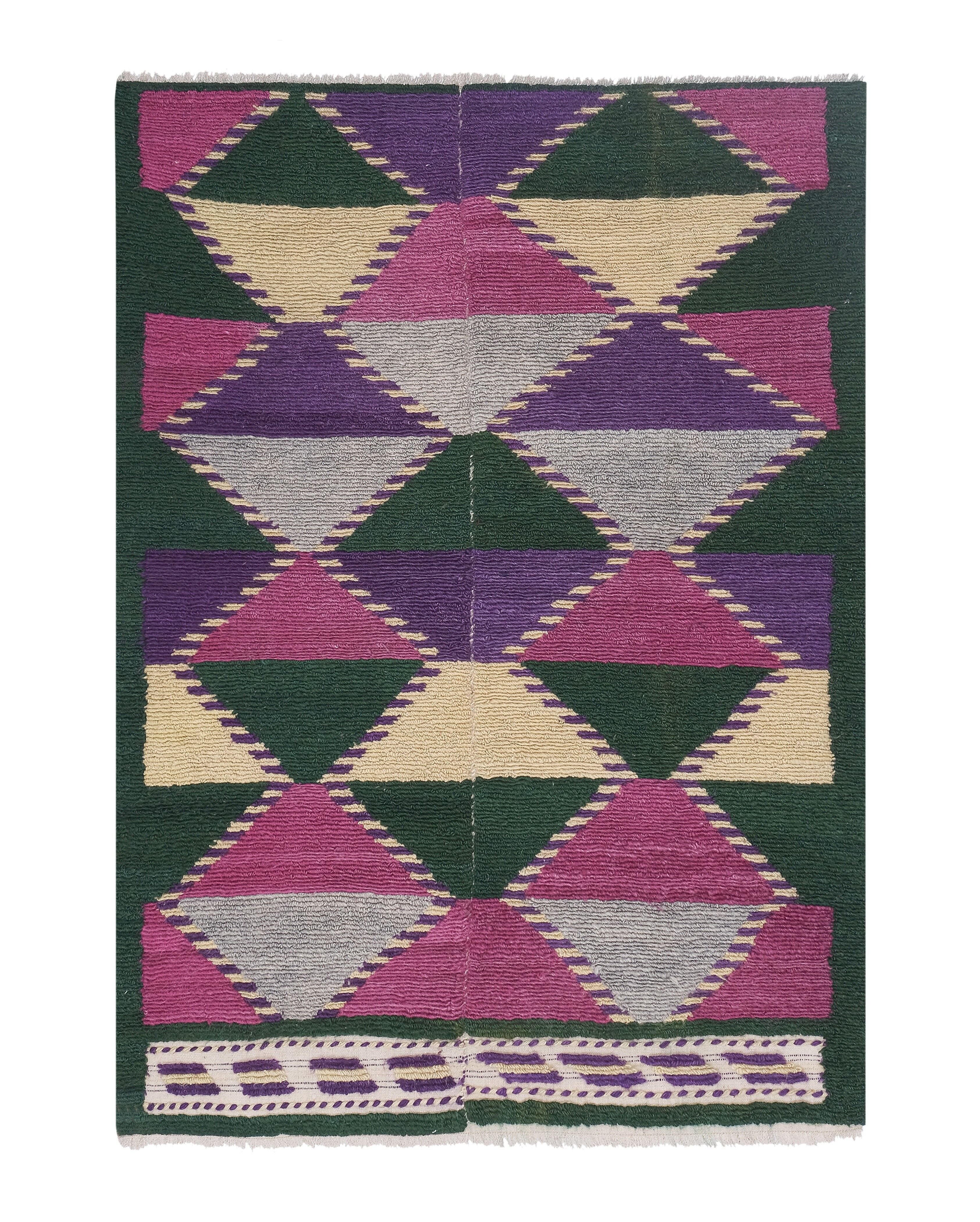 Vintage Turkish rug from Oushak, hand-woven 105x148 cm