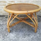 Rattan and bamboo coffee table