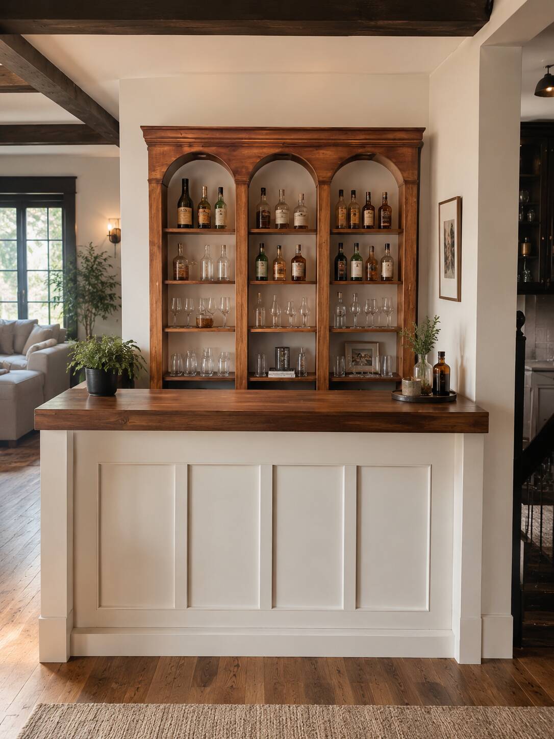 Bistro window in fir wood
