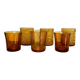 6 mismatched vintage amber glasses