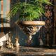 Antique hanging planter from the early 19th-20th century in Art Nouveau majolica.