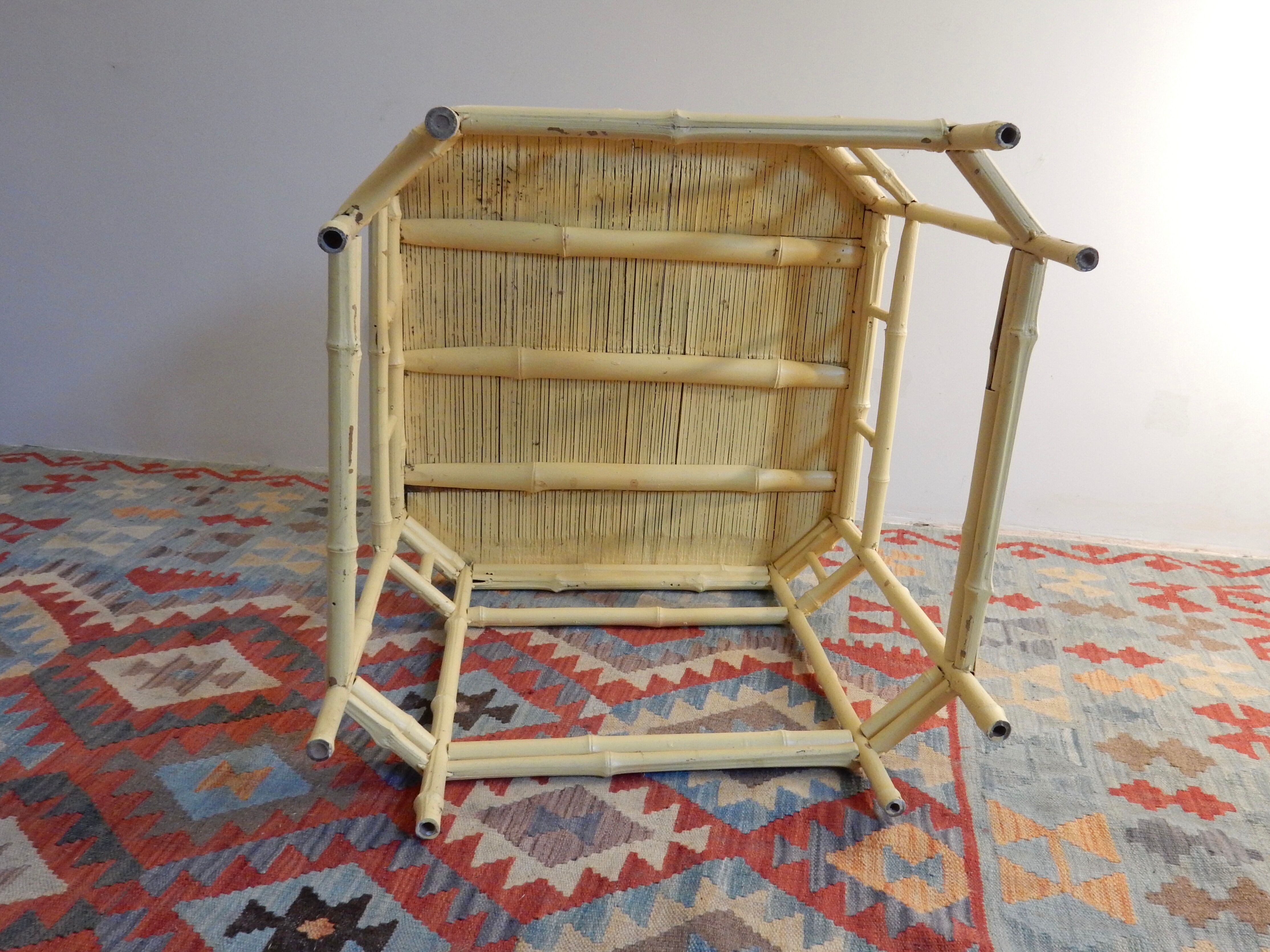 Bamboo coffee table painted yellow