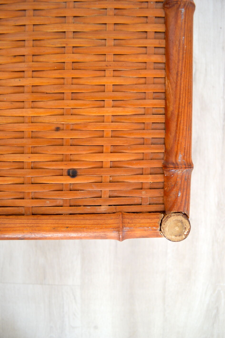 Wood and wicker coffee table