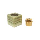 Ronson lighter green onyx marble vintage smoking item cube 6cm