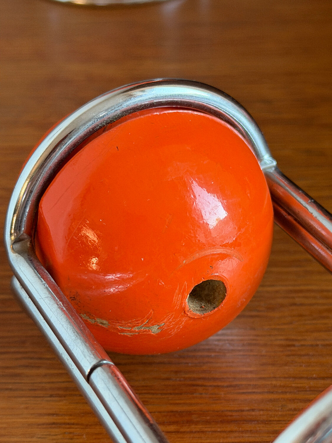 Patère double "Boule" Orange & Chrome  Space Age