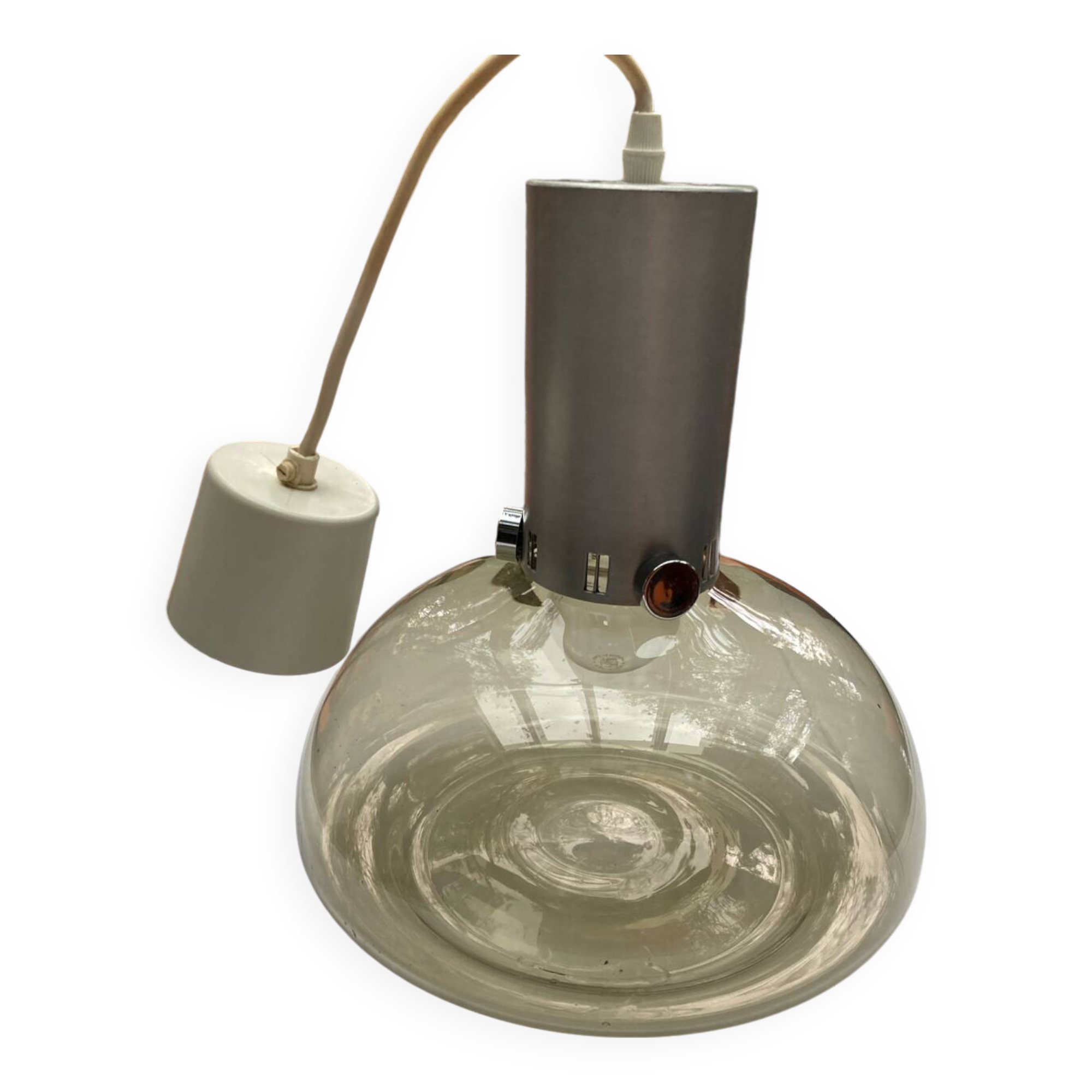 Vintage smoked glass pendant light, Italian work