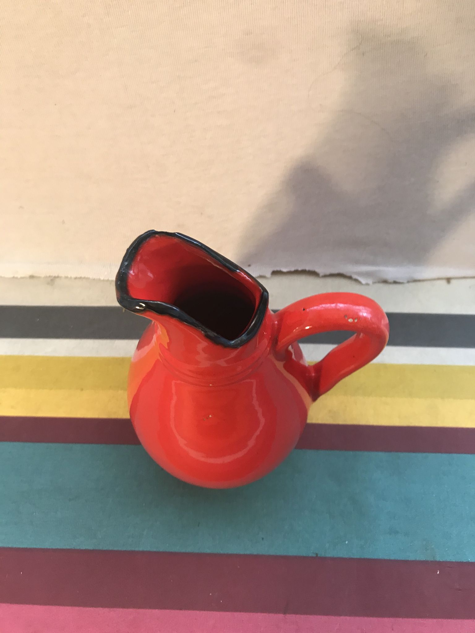 Former red ceramics pitcher - anse cuisine 70s vintage