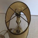 Old golden brass hot water bottle lamp with 2 arms of light