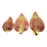 Set of 3 vintage MURANO glass leaf wall lights 1950