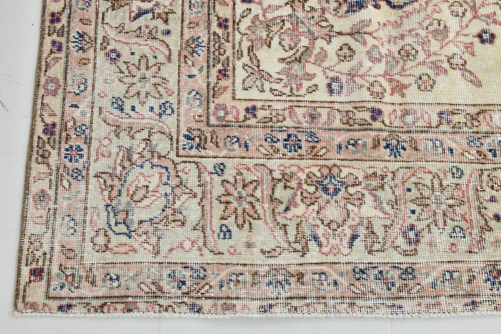 Soft Beige Floral Vintage Rug, One of a Kind Vintage Rug, 277x354 Cm