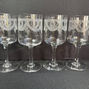 4 Water glasses – Guilloché crystal – Art Nouveau
