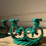 Pair of Vallauris candlesticks in woven ceramic