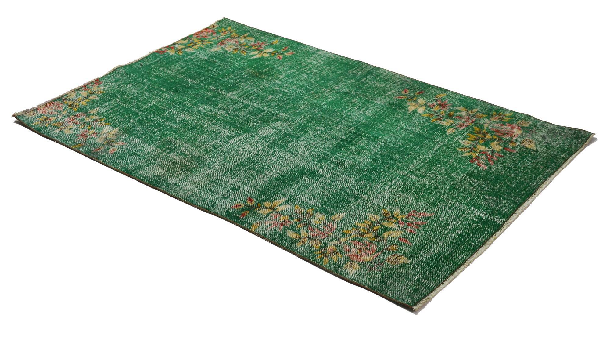 One-of-a-kind turkish handwoven vintage rug - rustic vintage charm 202x 126 cm