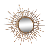 Vintage rattan mirror flower 63x63cm