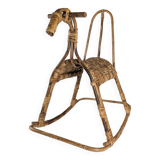 Children's rocking horse made of bamboo and rattan 1960s