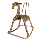 Children's rocking horse made of bamboo and rattan 1960s