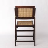 Chaise pliante en teck et rotin, Allemagne années 1970