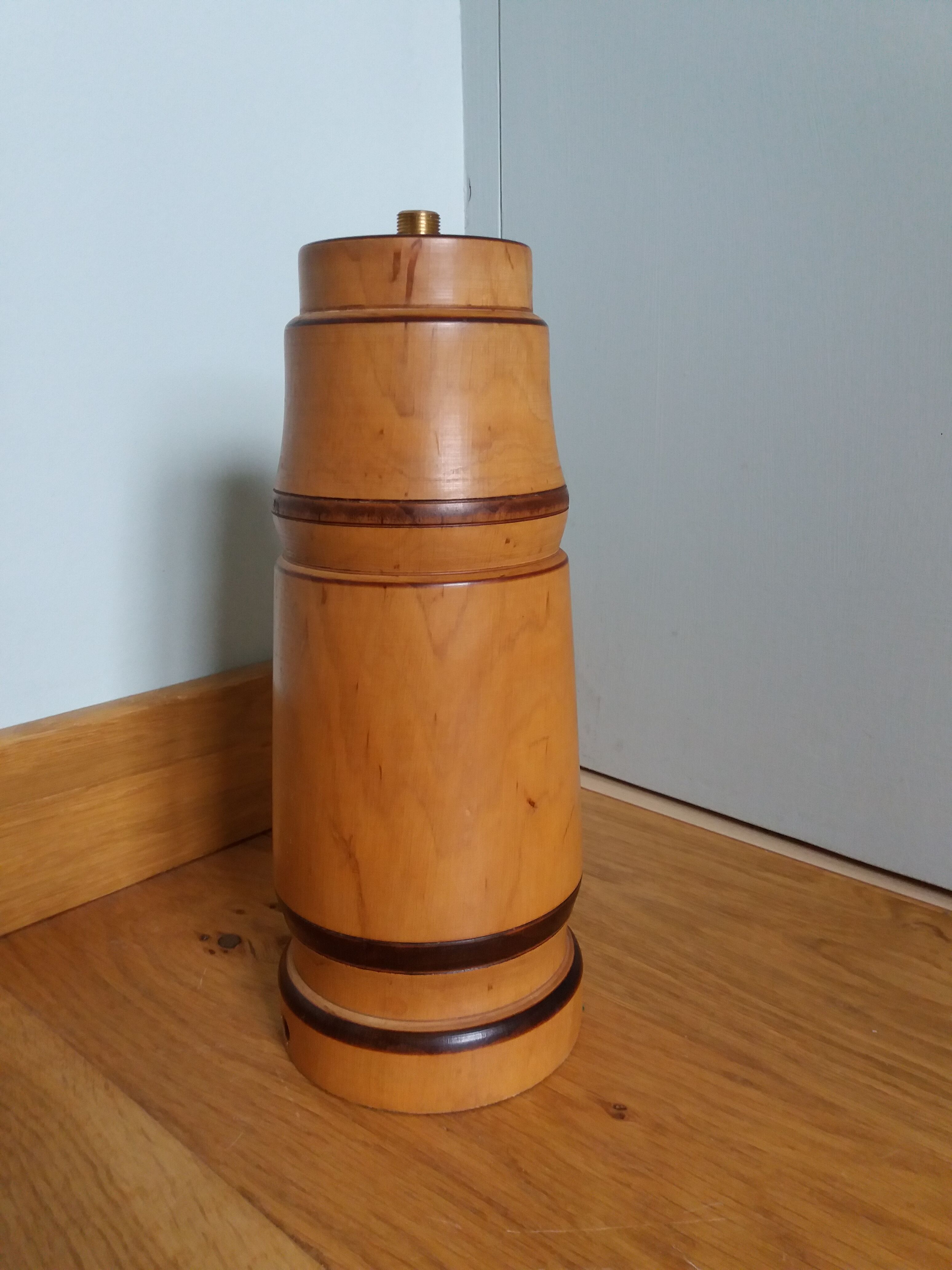 Turned wooden lamp base
