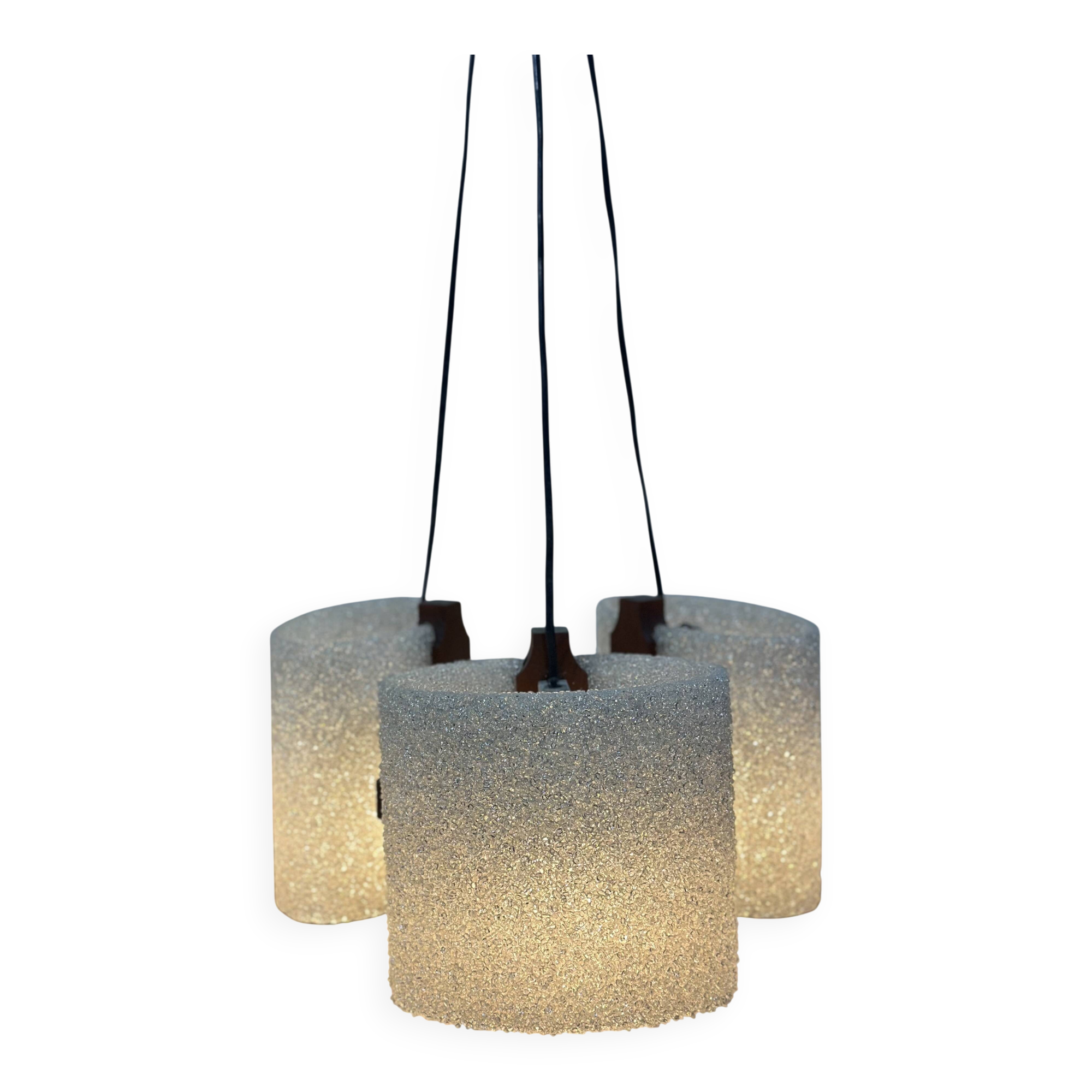 Vintage 1960s Scandinavian teak and perspex chandelier