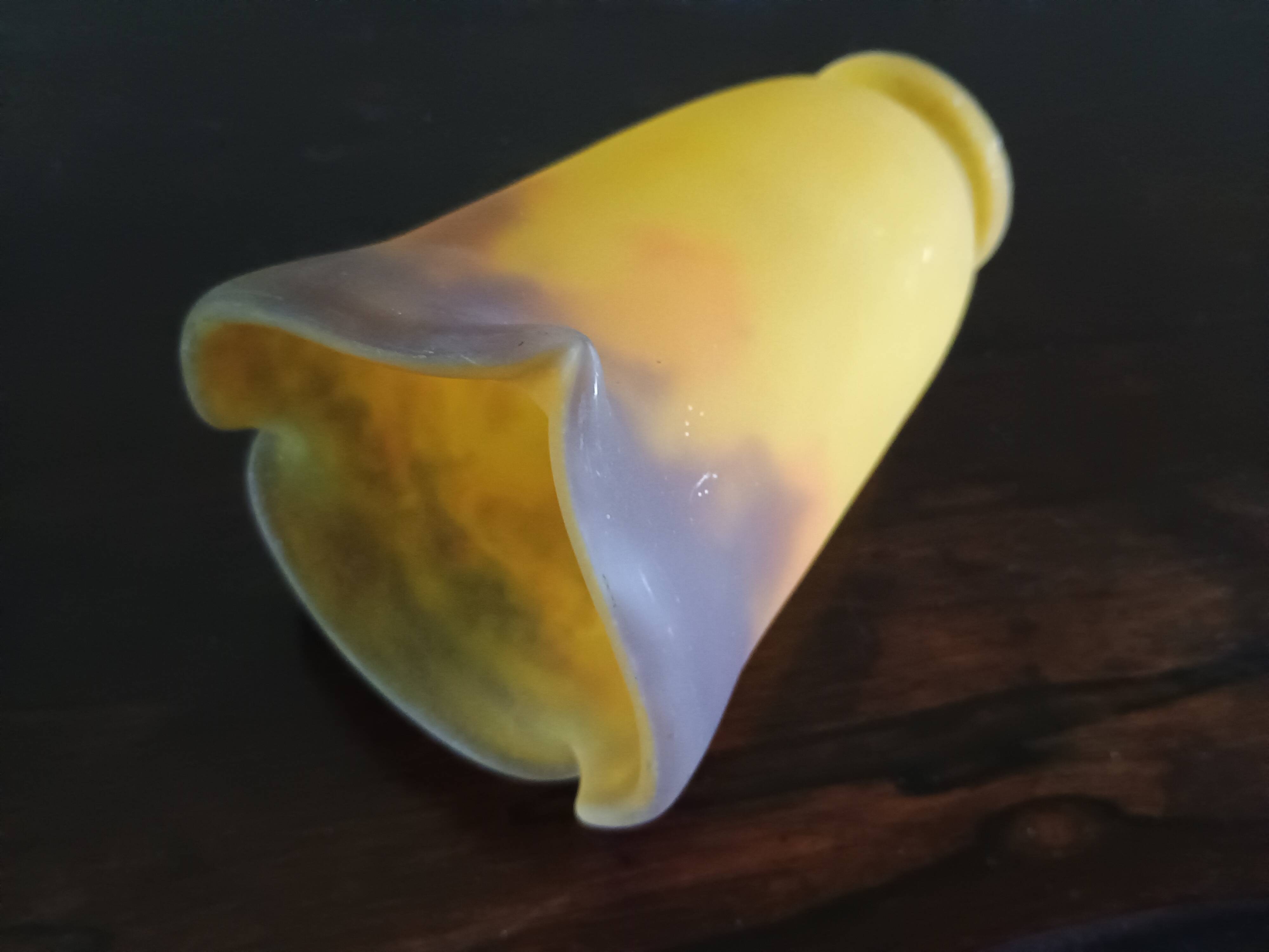 TULIP corolla - yellow-orange-brown marbled glass MULLER FRERES LUNEVILLE