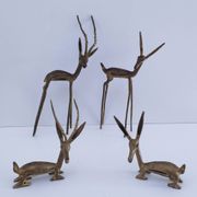four vintage brass gazelle antelope sculptures