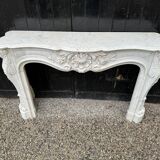 Remarkable Louis XV Style Fireplace In White Carrara Marble Circa 1880