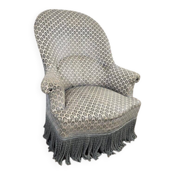 Vintage grey fringed club chair