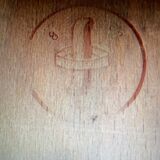 Set of 8 old light wood bistro chairs years 1957 stamps