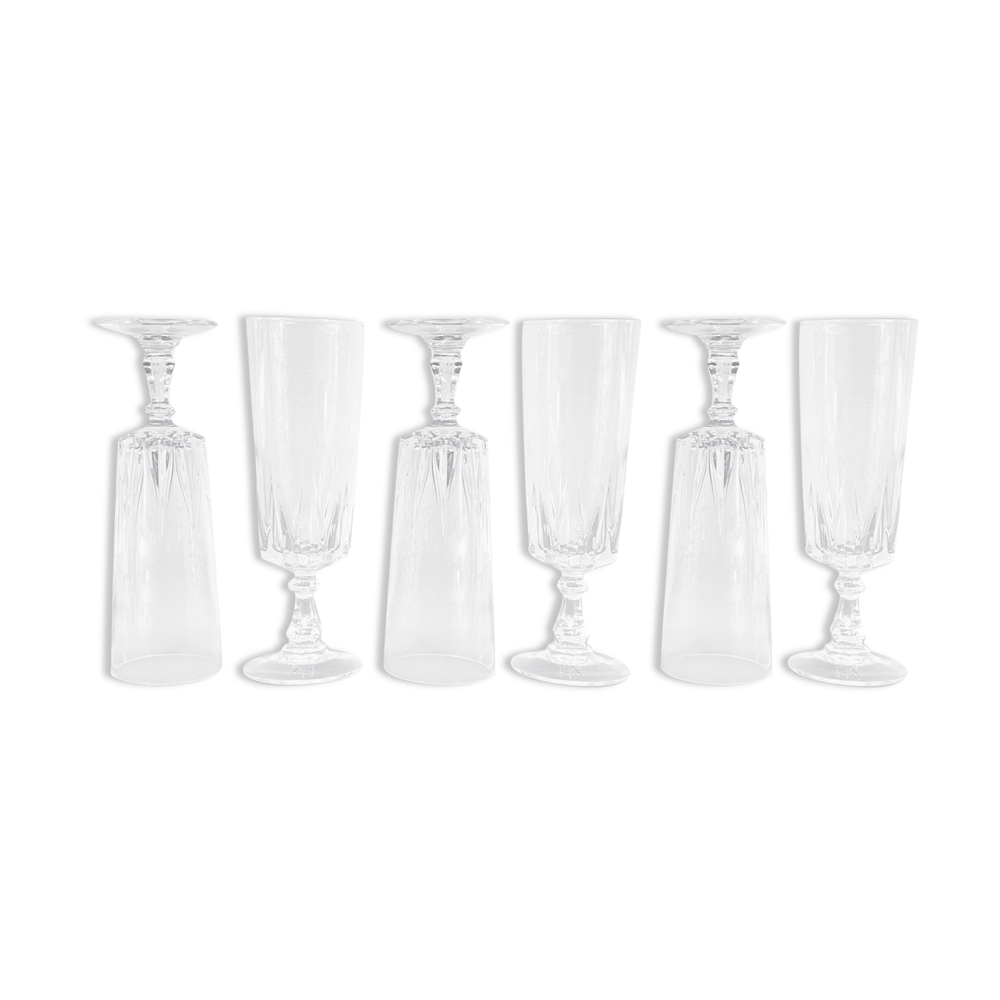 6 flutes - Cristal d'arques - glasses - Louvre model