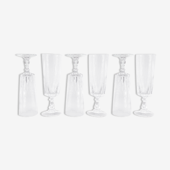 6 flutes - Cristal d'arques - glasses - Louvre model