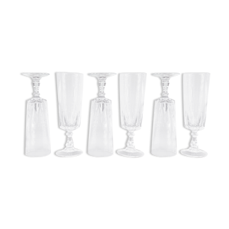 6 flutes - Cristal d'arques - glasses - Louvre model