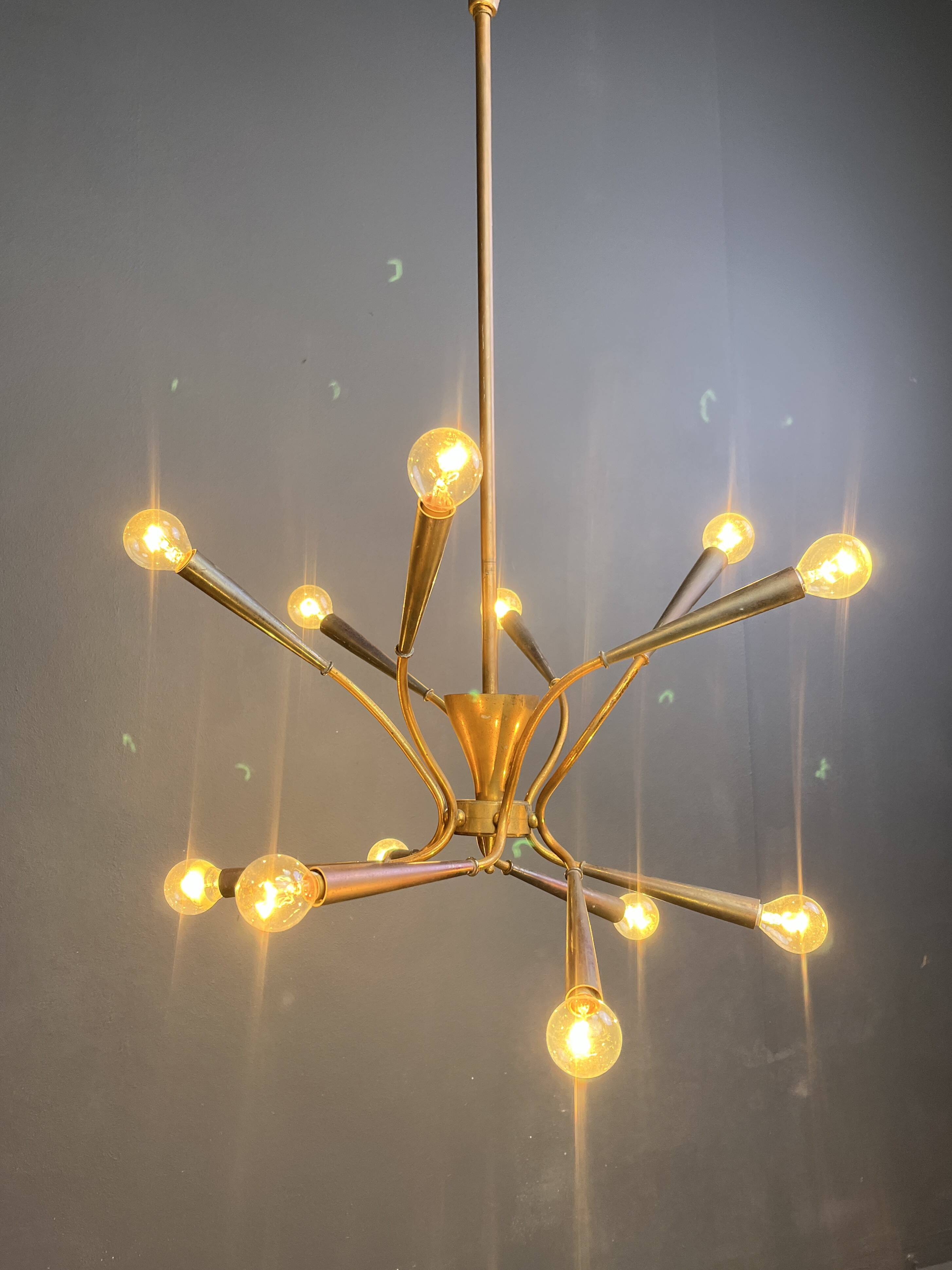 Mid-century Italian brass chandelier, 1960s