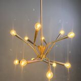 Lustre italien en laiton du milieu du siècle, années 1960