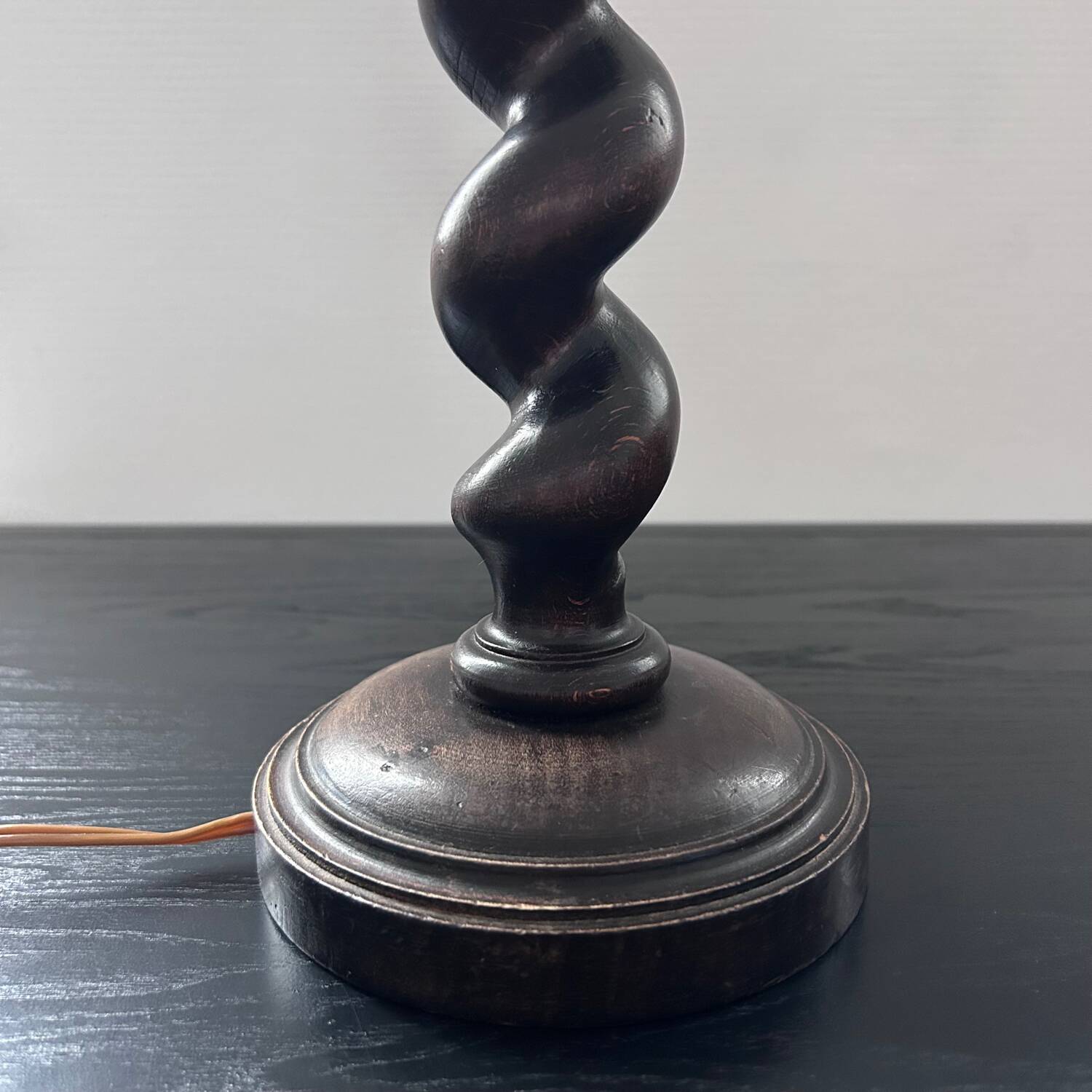 Turned wooden lamp base