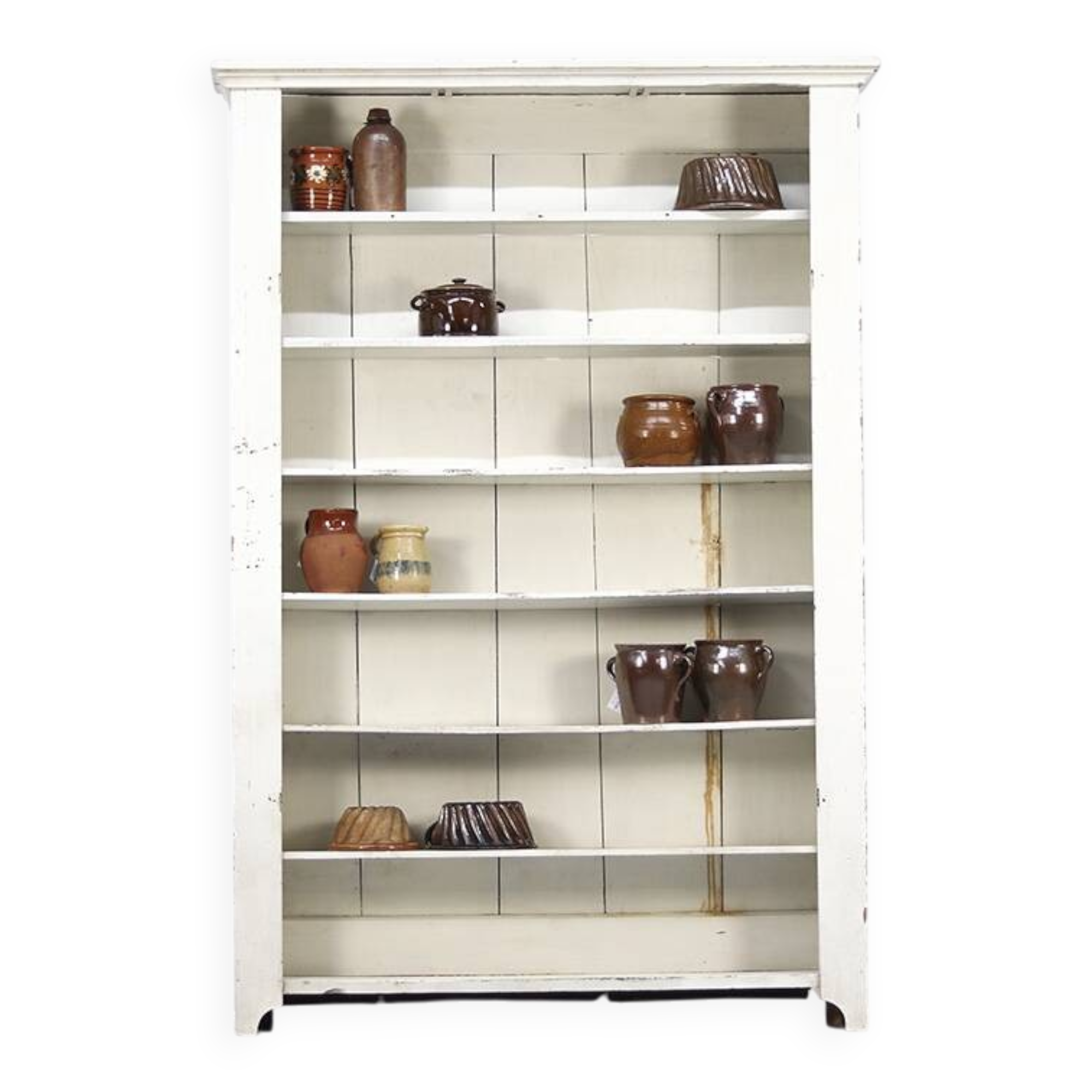 Large Painted Rustic Farmhouse Country Shelving Unit Cabinet