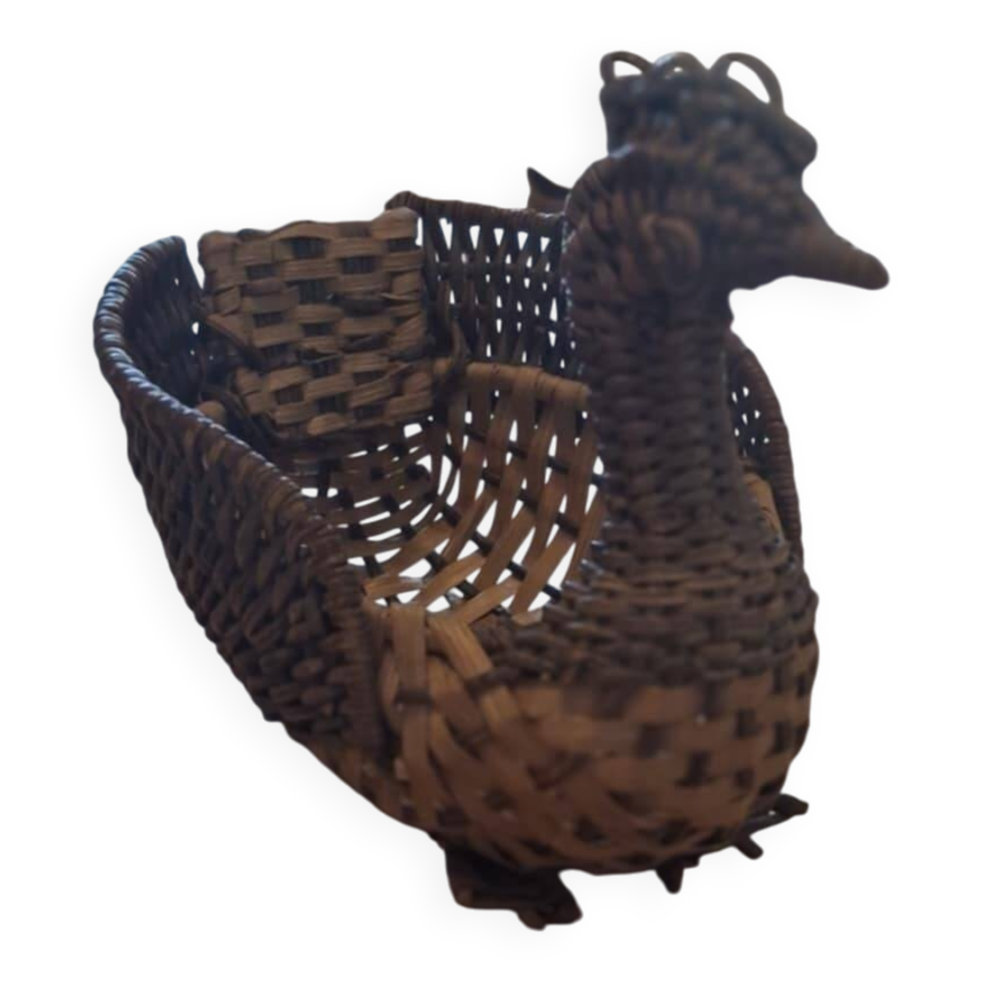 Small basket, vintage wicker basket in the shape of a swan.