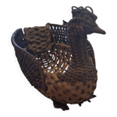 Petit panier, corbeille en osier vintage en forme de cygne