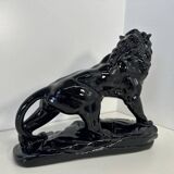 Polished Black Terracotta Lion Art Deco Italian, 1930s