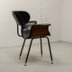 Italian Design Rosewood 'Swan' Side Chair with Black Leatherette Upholstery