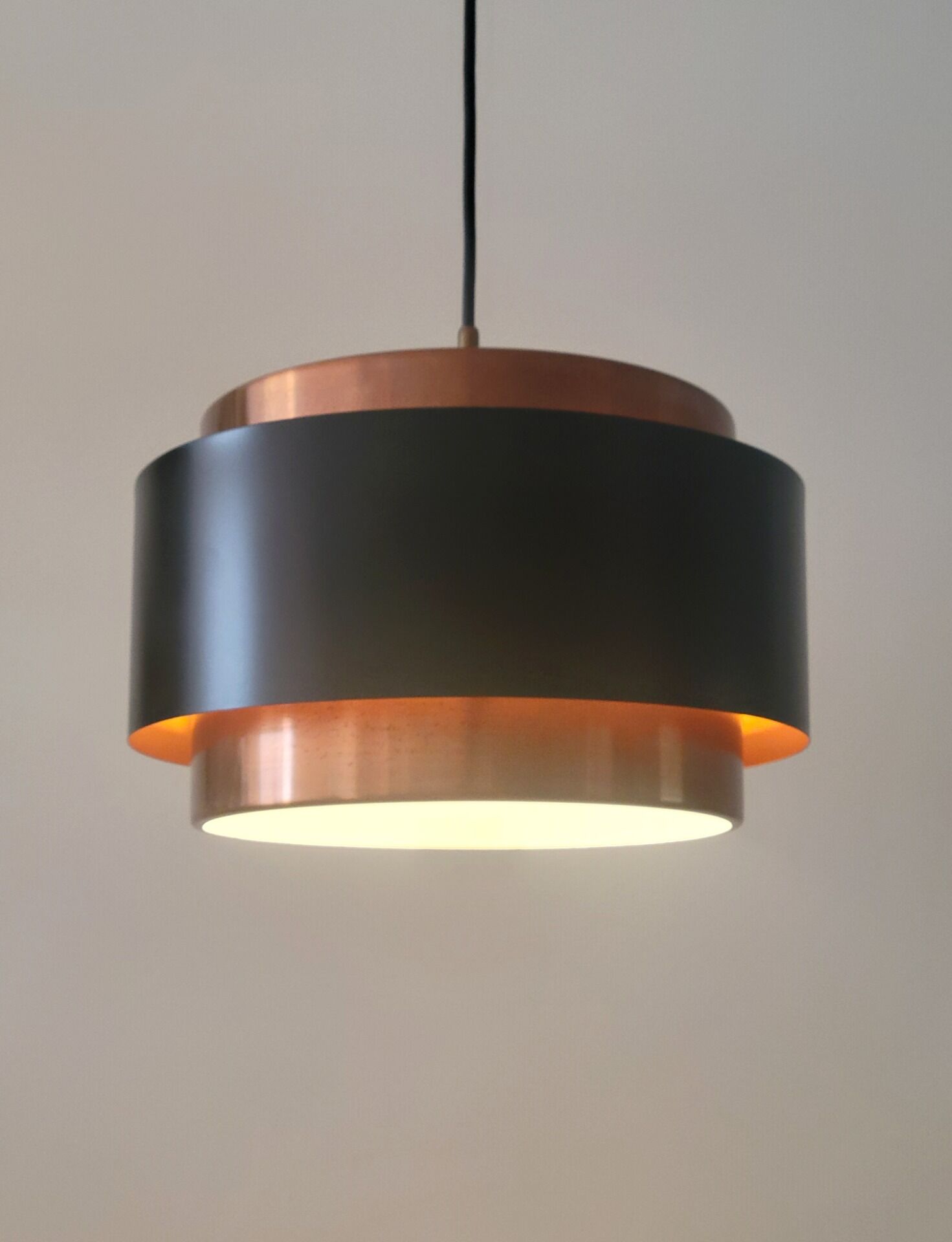 Fog & Mørup Saturn pendant lamp by Jo Hammerborg in copper & black, Danish design