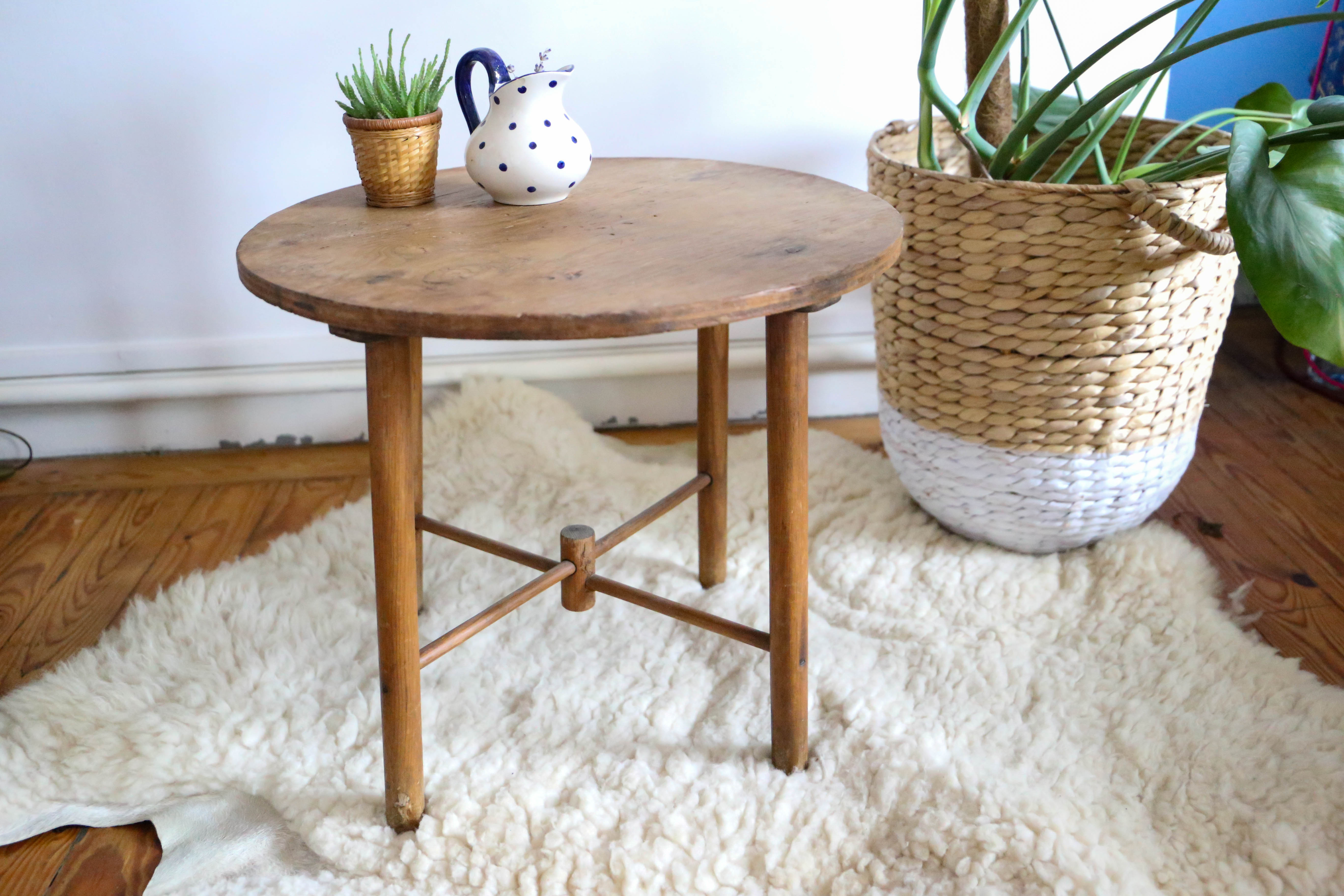 Rustic wooden side table, vintage