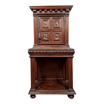 Cabinet dressoir Renaissance style in solid walnut around 1850