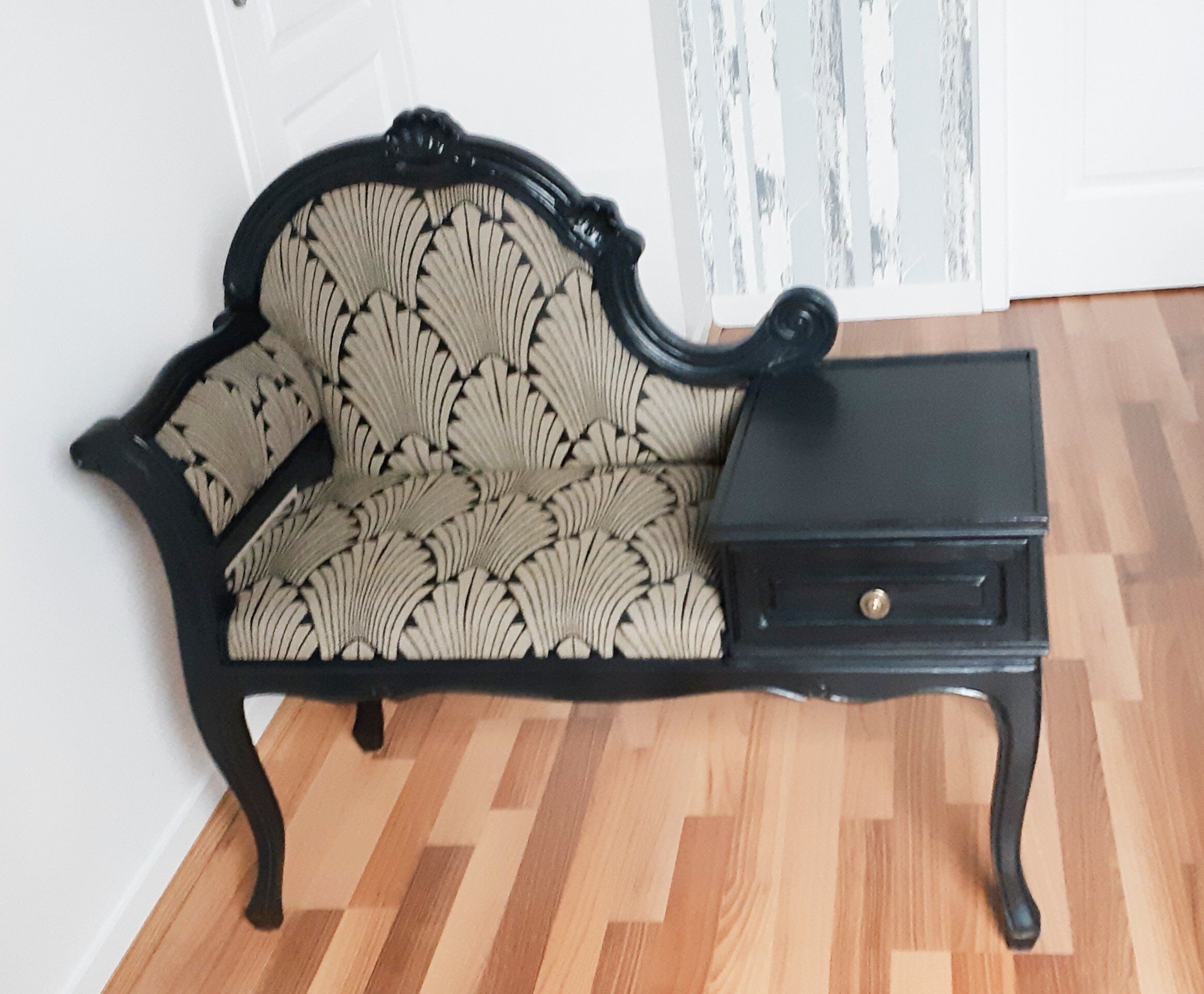 Telephone bench with redesigned armchair