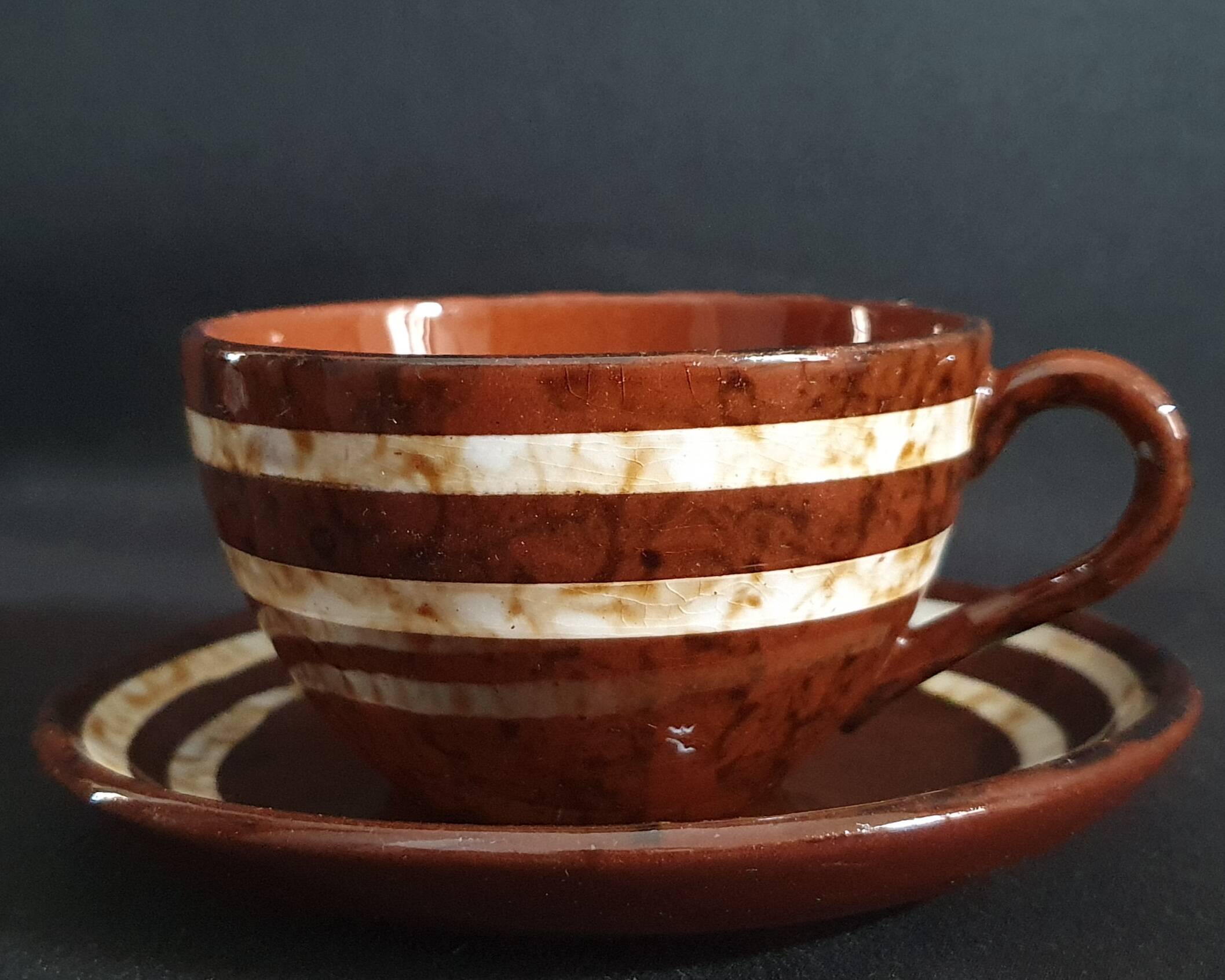 "Mary" Sarreguemines trio of cups