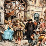 M. Elitzo "Market scene" Oil on canvas