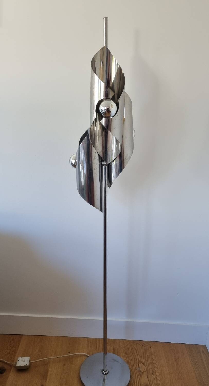 Space Age stainless steel floor lamp