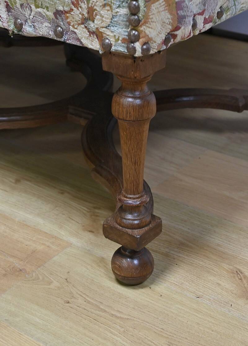 Importante Banquette de Propriété à Tissu fleuri, époque Louis XIV – Début XVIIIe