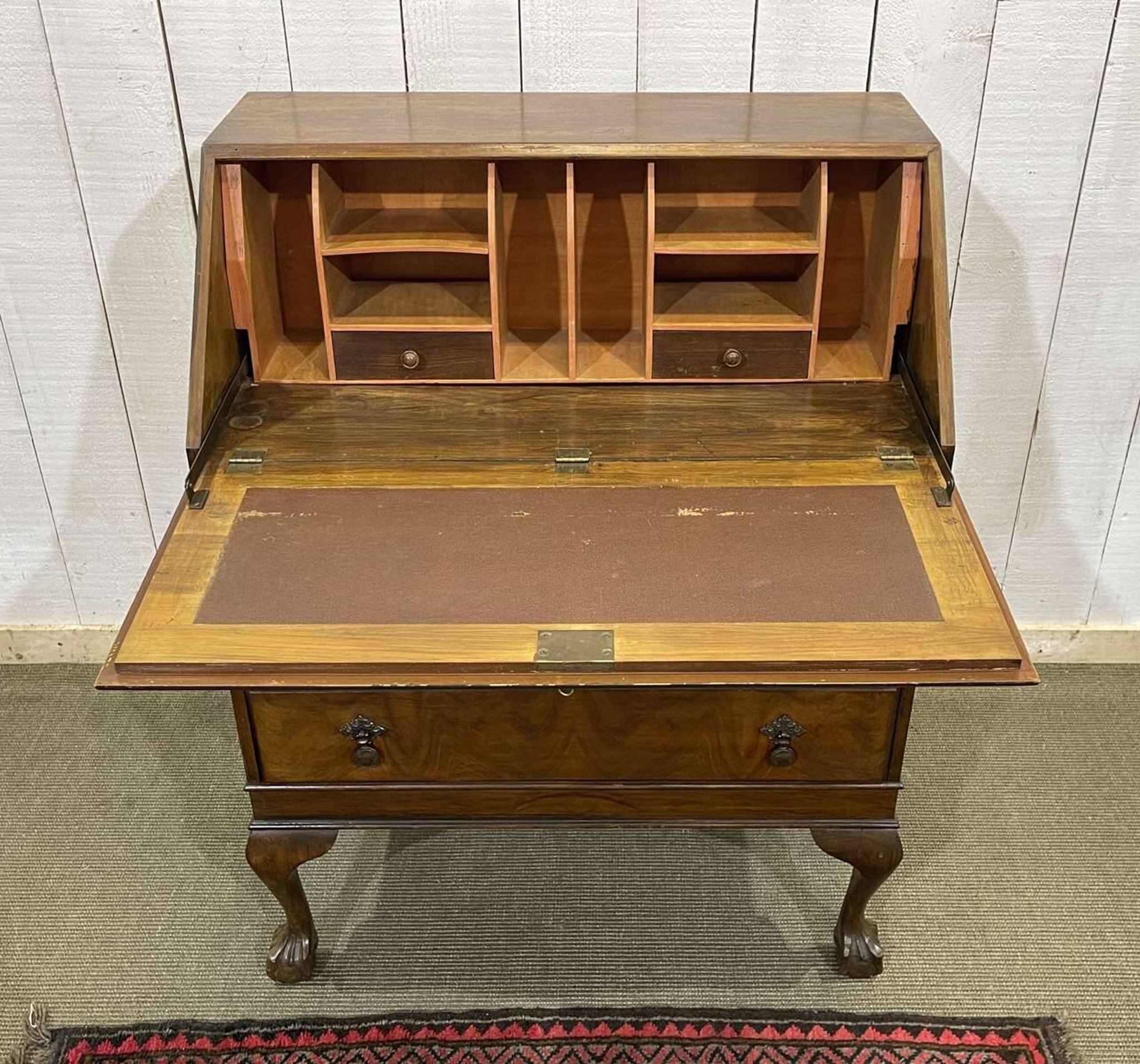 1930s English walnut secretary